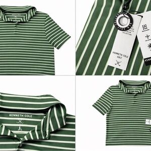 Kenneth Cole Men’s Polo in Green and White Stripes